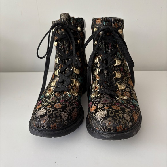 Sam Edelman Darrah‎ Floral Jacquard Lace Up Ankle Boots Size 7.5M - Picture 5 of 16